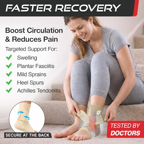 Sleeve Stars Ankle Brace Men & Women Support (Single/S:9"-10"/Beige) - color: Beige, size: Small