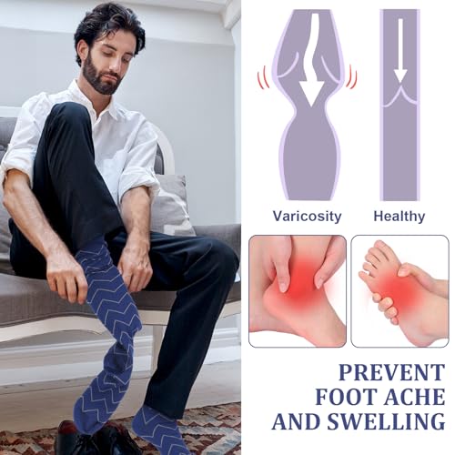 Shyyween 12 Pairs Men Knee High Compression Socks - size: Large, style: Classic