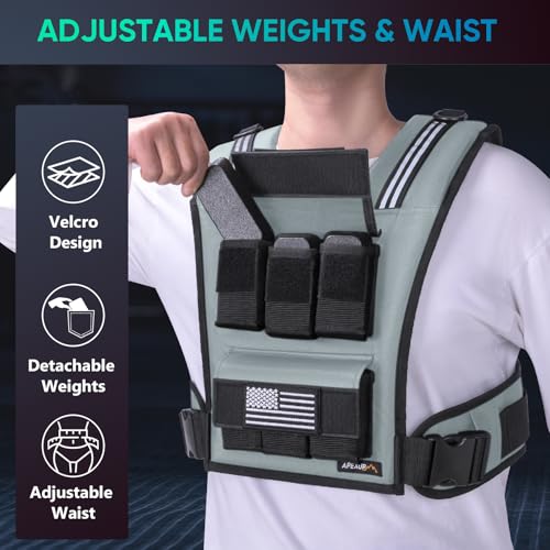 APEXUP Weighted Vest Men, Adjustable Weight Vest for Running - color: Grey, size: With Weights-30lbs