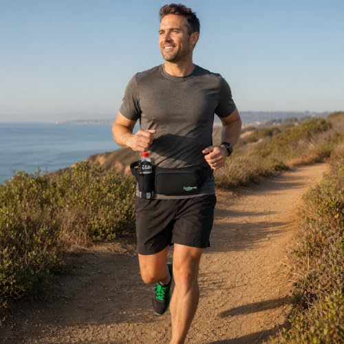 Running Belt Water Bottle Holder for Men Women, Adjustable Waist Pack