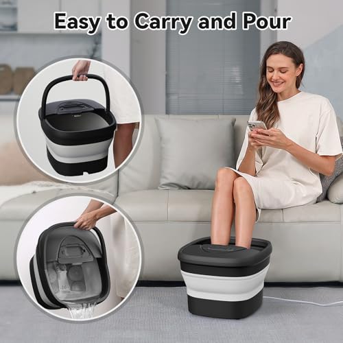 Foot Spa Collapsible, Foot Bath Massager with Heat, Remote, Timer