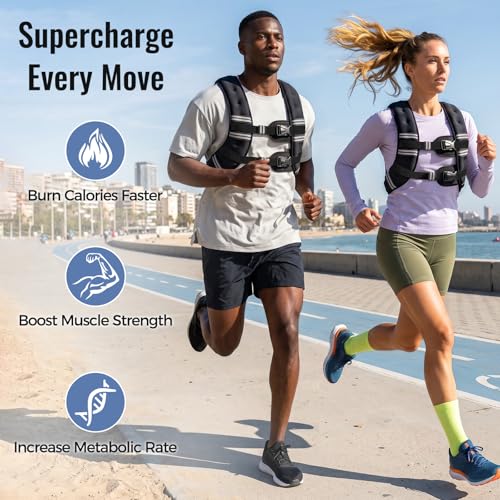 Zeerun Weighted Vest, 6/8/10/12/15/18/20/24/30LB for Men Women - color: Black, size: 20 Lb