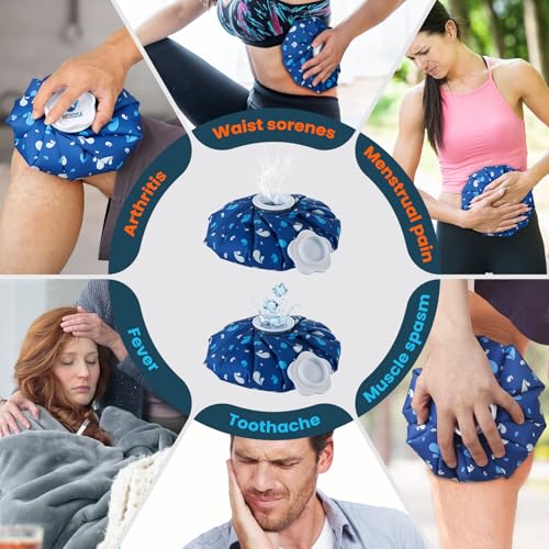 Medcosa Ice Bags Set of 3 | 6" 9" 11" (15.2cm 22.9cm & 27.9cm) | Stay Dry, Stay Cool with Our Reusable Soft Fabric Ice Pack | for Sport Injuries R.I.C.E Treatment Scrapes Headaches - style: Ice Bag - Pack of 3