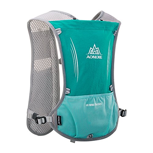 AONIJIE Running Vest Hydration Backpack 5L Unisex Trail Water Lightweight - color: Mint Green and No Water Bladder