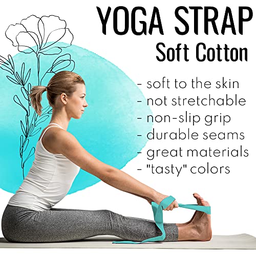 TECEUM 2 IN 1 Yoga & Mat Strap for Stretching – Cotton – 6/8/10 ft - color: Blue, size: 8 ft