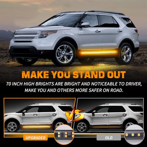 XRIDONSEN 2PCS 60 inch Running Board Strobe Lights Amber Lights for Trucks - color: Amber