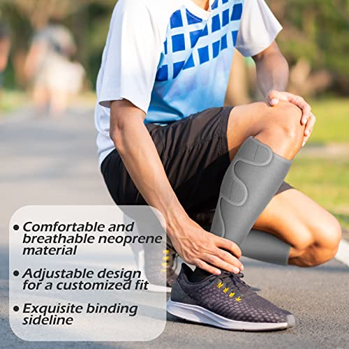 Chivao 2 Pairs Calf Brace Adjustable Shin Splint Support Lower Leg Compression Wrap Calf Sleeves for Men Women Pain Relief, Increases Circulation Reduces, Muscle Swelling(Gray, Black) - color: Gray, Black