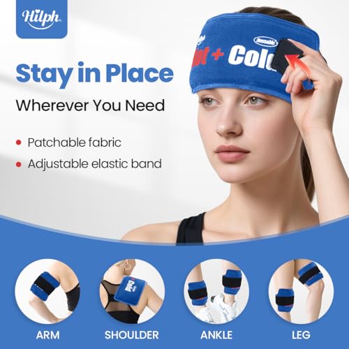 Hilph Ice Packs for Injuries 2 Pack, Hot Cold Gel Therapy Wrap with Strap