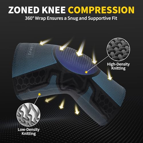CAMBIVO 2-Pack Knee Brace for Men & Women, Compression Sleeve with Gel Pad - color: Black, size: XX-Large