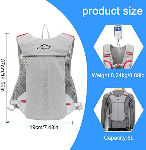 INOXTO Running Hydration Vest Backpack,Lightweight Insulated Pack with 1.5L Water Bladder Bag Daypack for Trail Hiking Running Cycling Race Marathon for Women Men - color: Gray