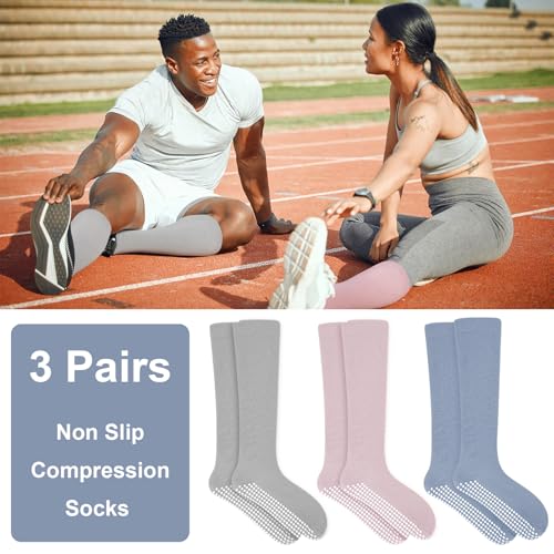 3 Pair Non Slip Compression Socks Women Men - color: Light Color, style: Minimalist