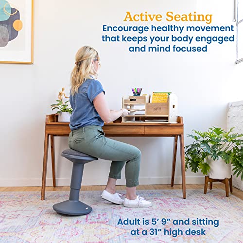 ECR4Kids Sitwell Wobble Stool with Cushion, Adjustable Height, Active Seating, Grey - color: Grey