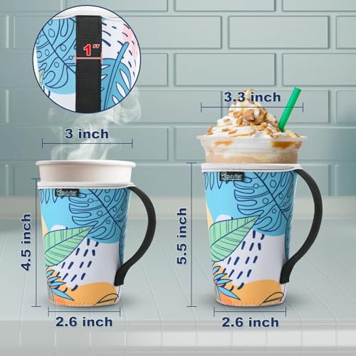 Reusable Insulated Neoprene Iced Coffee Sleeve, Hot & Cold Drink Cooler Cover for 16-32oz Cups, Compatible with Starbucks/Dunkin/McDonalds, Durable Beverage Holder for Cold Soda, Multi-Pattern Options - color: Pattern2