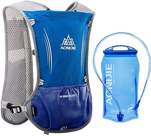 AONIJIE 5L Outdoor Sport Multifunctional Camping Backpack Cycling Running Climbing Hiking Hydration Vest Pack - color: Blue+1.5l Hydration Bladder