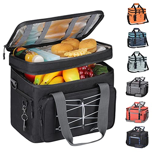 Maelstrom 24/30/60 Can Soft Cooler Bag, Double Deck Portable Ice Chest - color: Black, size: 30 Can