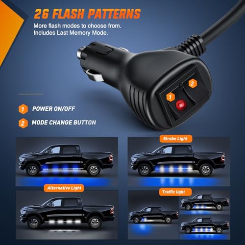 Nilight 2PCS 70 Inch Running Board LED Lights Strip Blue White for Truck - color: Blue White