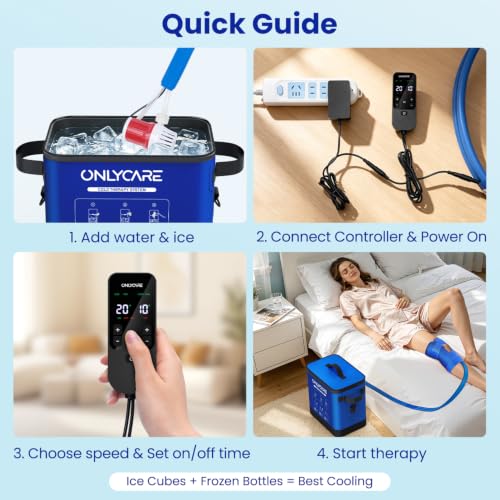 ONLYCARE Ice Machine for Knee After Surgery w/Programmable Timer - color: Dark Blue