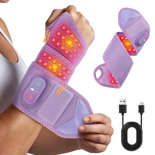 WoloyHeatie Wrist Heating Pad Red Light Massage Carpal Tunnel, Purple - color: Purple