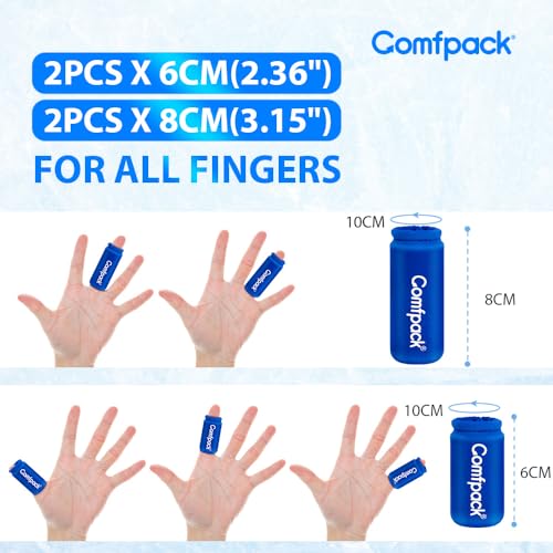 Comfpack 4PCS Finger Sleeves Gel Ice Pack for Pain Relief, Hot Cold Therapy - color: Blue