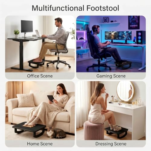 Bamboo Under Desk Foot Rest Foot Stool Rocking Footrest (Black Semicircle) - color: Black, size: Semicircle