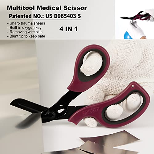 MEUUT Medical Scissors 2-Pack Trauma Shears for Nurses All Purpose Scissors - color: Burgundy+white