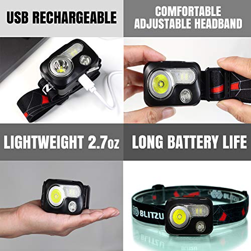 LED Headlamp, Rechargeable Super Bright Headlight Flashlight, Kids & Adults - color: Black