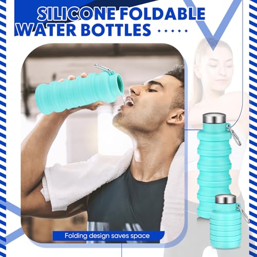 Baderke Collapsible Water Bottle 17oz Silicone with Buckle, Green - color: Green