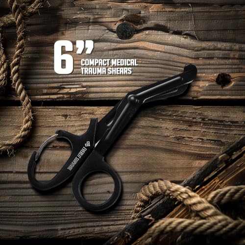 EVERLIT Trauma Shears Black Titanium Coated Non-Stick Blades Stainless Steel Bandage Medical Scissors for EMT EMS Doctor and Nurses (6" Compact, 2 Pairs) - size: 6" Compact, 2 Pairs