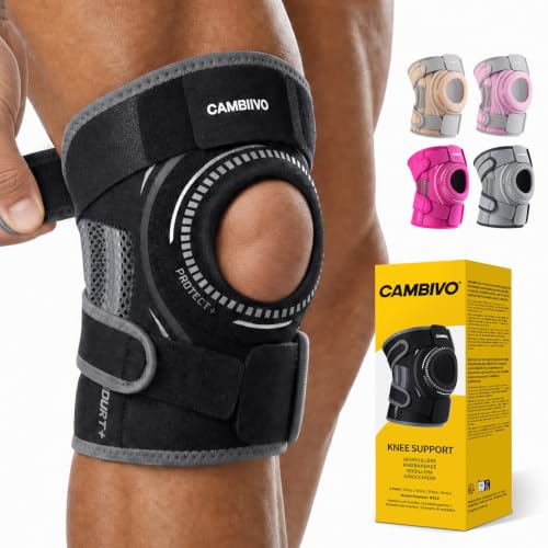 CAMBIVO Knee Brace with Side Stabilizers & Gel Pad, Open Patella Adjustable - color: Black, size: Small