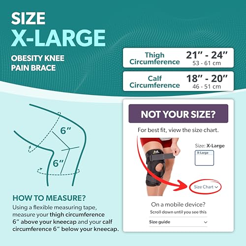 BraceAbility Obesity Hinged Knee Brace - X-Large Overweight to Plus Size Wrap Support for Womens and Mens Arthritis Treatment, Bariatric Joint Pain Relief, Kneecap Instability, Ligament Weakness (XL) - size: X-Large