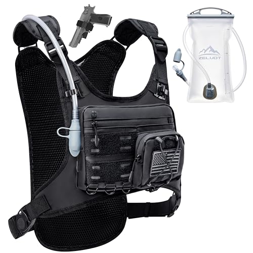 Zelvot Running Vest with 2L Water Bladder, Hydration Backpack, U.S. Design Patent, Lightweight Hydration Pack with Gear Holder, Reflective Chest Pack for Men Women - color: Black, size: Medium-Large