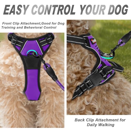 BARKBAY Dog Harness No Pull for Small Sized Dog Front Back Clips,Dog Vest - color: Purple, size: X-Small(Chest:15.5-19.5”)