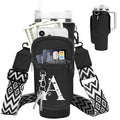 Initial Water Bottle Holder with Strap for Stanley Cup 40 oz Tumbler - color: Black, style: A
