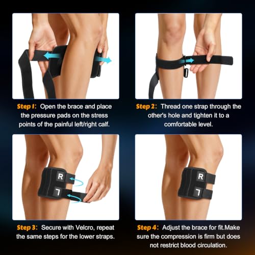 Sciatica Pain Relief Devices, Adjustable Calf Support Sciatic Nerve Brace with 2 Pressure Pad Targeted Compression for Sciatic Nerve Relief, Unisex Sciatic Nerve Brace for Men Women