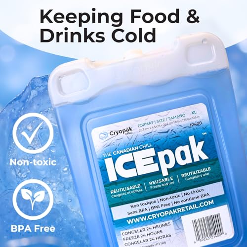 Cryopak ICEpak Hard Shell Reusable Ice Packs for Coolers and Lunch Box Use, Freezer Safe Gel Design, Professional Grade Cooling, Non-Toxic and BPA Free, Essential Travel Accessories - size: X Large (1 Pack)