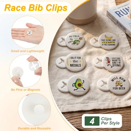 Leinuosen 24 Pcs Funny Running Bib Clips Runner Race Number Fix, Humorous - style: Humorous