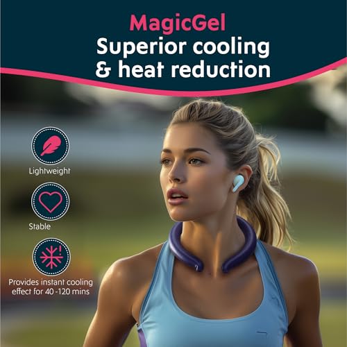 Magic Gel Neck Ring Coolers - Wearable Cooling Ice Pack for Necks - Reusable Cool Body Cooler Tube - Cold Gel Wrap Ice Packs Perfect for Outdoor Use - Pack of 2 - Navy and Pink - color: Navy and Pink