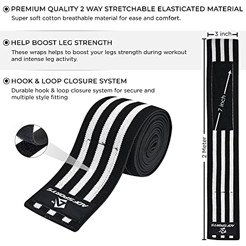 AQF Knee Wraps for Weightlifting Bandage - 78" IPL & USPA Approved (Pair) - color: Blk & Wht