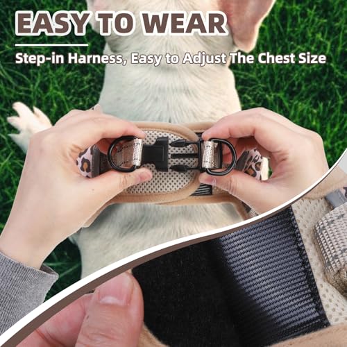 PUPTECK Dog Harness Small Sized Dog, Step in Adjustable Reflective Dog Vest Harness Escape Proof, No Pull Soft Padded Harness Easy Control, Brown Leopard, S - color: Brown(Leopard), size: S (CHEST: 13"-18")