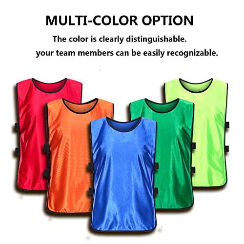 KUAIPAO 12 Pieces Soccer Pinnies Scrimmage Vest Team Practice Jerseys Sports Pinnies With Free Carry Bag - color: Red, size: X-Large