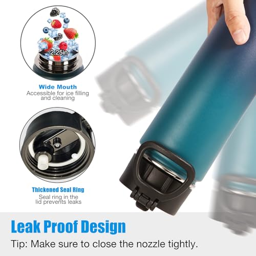 Volhoply 24oz Insulated Water Bottle with Straw Lid, Dark Night, 1-Pack - color: Dark Night
