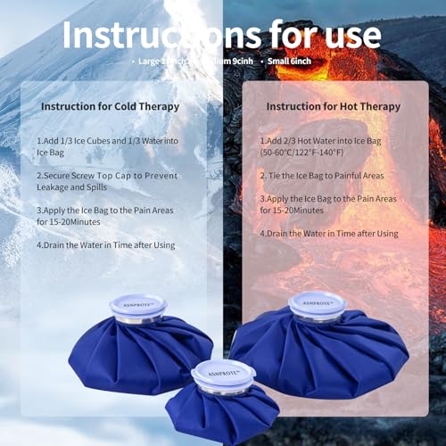 Reusable Ice Pack Ice Bag for Injuries Hot Water Bottle Hot Water Bag refillable ice Pack for Head,Teeth,Knees,Hand,Ankle,Foot,Face Injuries,Pain Relief 11Inch - size: 11", style: Blue