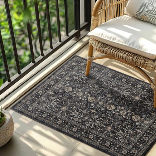 Ruaruarug Washable Small Area Rug 2×3 for Entryway, Ultra Soft, Black Grey - color: Dark Gray, size: 2' x 3' (Rectangular)