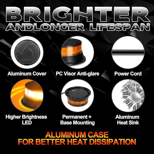 Amber Beacon Light, 4.2 Inch Flashing Strobe Warning Light 12-24V - color: Style 9