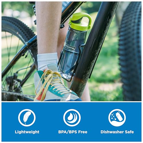 Nalgene 24 oz On The Fly Lock-Top Water Bottle, Blue w/Aqua - color: Blue with Aqua, size: 24 Ounces