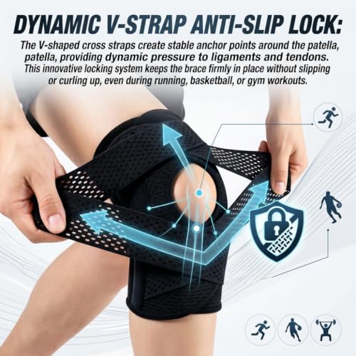 Bareform Meniscus Brace, Knee Brace Patellar Support (Black, M) - size: M