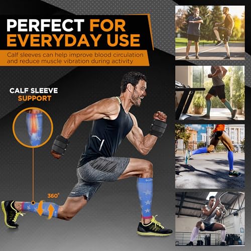 Doc Miller Compression Calf Sleeve for Men & Women, 20-30mmHg - color: Flag, size: Small REGULAR