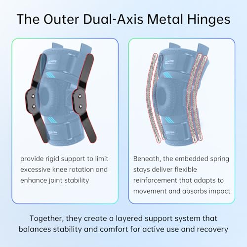 Hinged Knee Brace with Dual Hinges & Patella Compression Pads – Strong Knee Support for ACL, MCL, Meniscus, Joint Stability – Adjustable Open Patella Design for Men and Women, Plus Size Fit (Large) - size: Large