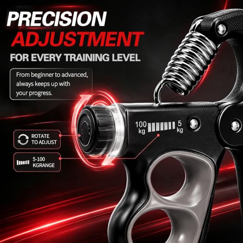 Senston Grip Strength Trainer 2 Pack, Adjustable 11-220lbs with Counter - color: Grey