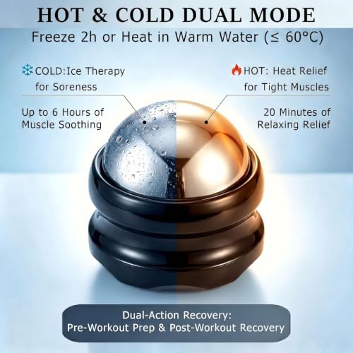 Massage Ice Roller Ball, Roller for Muscles Deep Tissue Cold & Heat Therapy - color: Black-02